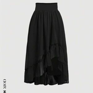 SHEIN Black Ruffle Hem Skirt